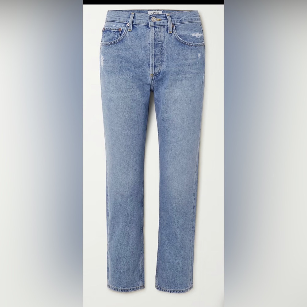 Agolde Los Angeles Parker distress high rise straight leg jeans, size 27